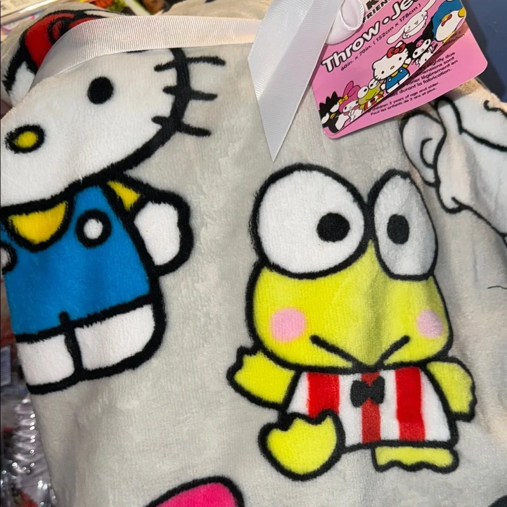 Hello Kitty and Friends Throw! Gray background.